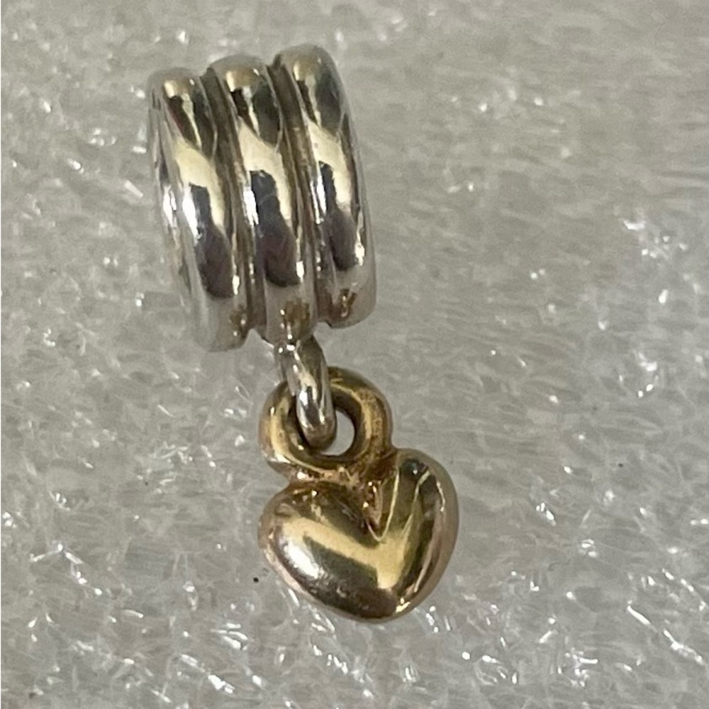Pandora 14k Gold Heart & Sterling Silver Dangle Charm